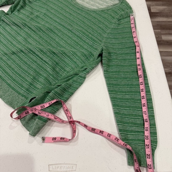 Soft Surroundings Stripe Sweater Twist Accent Green Cotton Blend Size Petite XL - Picture 5 of 12